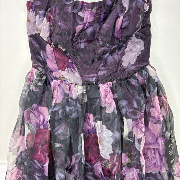 Lulus XS Bustier Strapless Maxi Dress Corset Purple Floral Fairy Prom Formal - Picture 9 of 12